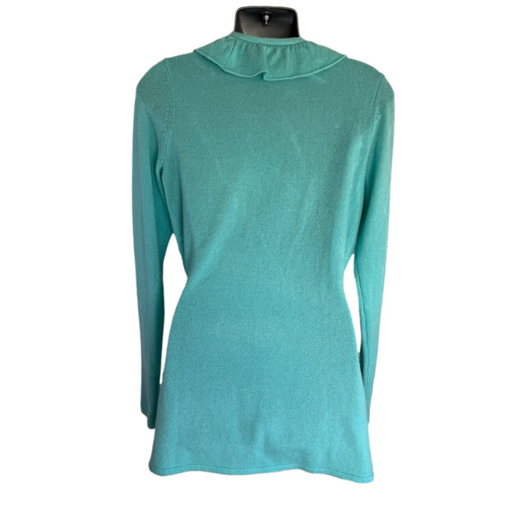 Lilly Pulitzer Light Blue Ruffle Full Wrap Cashmere Long Sleeve Sweater SKU0395 - Picture 5 of 12